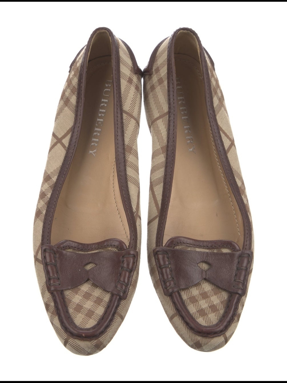Burberry Tan and Brown Plaid Loafers